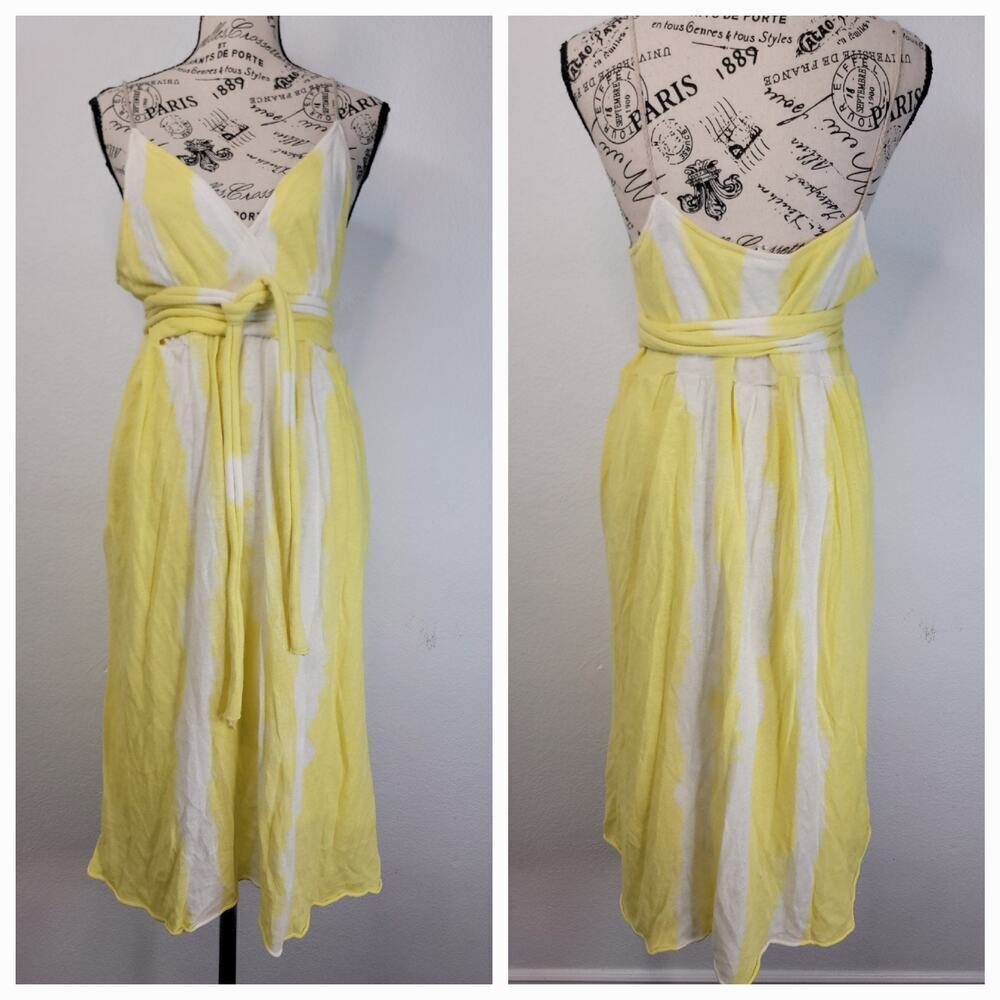 Anthropologie Moth Dress Sz M V Neck Spagghetti Straps Lined Knit Tie Waist